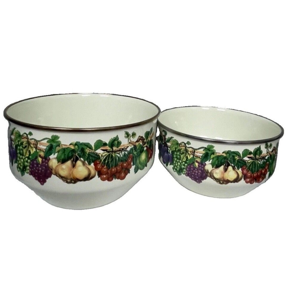 Vintage Vitroceramic Enamel Nesting Serving Stovetop Bowls Tabletops